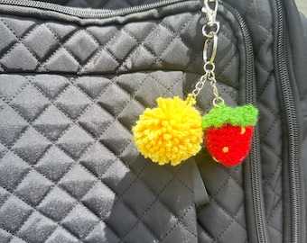 Crochet Strawberry Keychain, Strawberry Keychain, Bag Charm, Cute Gifts for Girls, Handmade Gifts