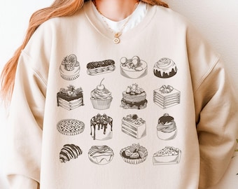 Vintage Dessert Sweatshirt, Bakery Sweets Shirt, Gift for Bakers