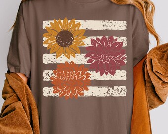 Floral Fall Shirt, Comfort Colors Fall Flower Shirt, Cozy Autumn Shirt, Long Sleeve Fall Shirt, Fall Boho Floral Tshirt, Cozy Fall Gift