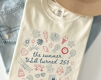 Retro America 250 Shirt, Comfort Colors America 250th Anniversary Shirt, USA 250th Anniversary July 4th Gift, The Summer USA Turned 250 Tee