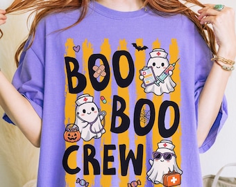 Halloween Nurse Shirt, Comfort Colors Spooky Nurse Long Sleeve Shirt, Funny Halloween Nurse Tee, Boo Boo Crew, New Nurse Gift