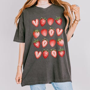 Strawberry T-Shirt, Watercolor Strawberry Aesthetics Tee, Summer Fruit Shirt, Strawberry Lover Gift, Cottagecore Clothing, Fruit Lover Gift
