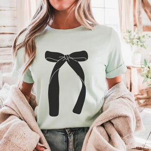 Black Coquette T-shirt, Minimalist T-Shirt, Black Bow T-Shirt, Bow Lover Gift, Coquette aesthetics Shirt, Cottagecore Shirt