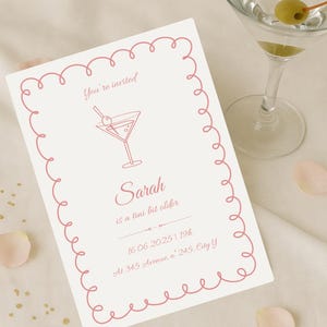 Un invito di compleanno un po' più vecchio, modello di invito di compleanno Martini modificabile su Canva, 5x7", stampabile, digitale