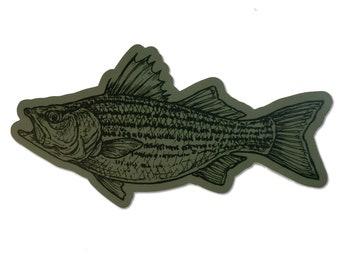 Striped Bass Sticker - Striped Bass Fish Hunter Green Vinyl Outdoors Sticker