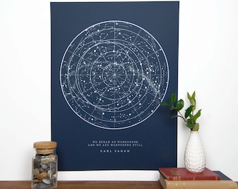 Sagan Star Chart Constellation Print - Navy