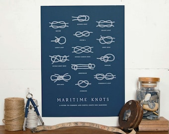 Nautical Knots Chart 11x14 - Navy