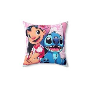 Cojín decorativo de Lilo y Stitch, cojín decorativo de dibujos animados, decoración para habitación infantil, cojín decorativo divertido, regalo para fans de Disney
