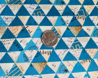 Quilting Fabric - Wish - Collaged Triangles Blue Carrie Bloomston - Windham Fabric - OOP-HTF-FQ
