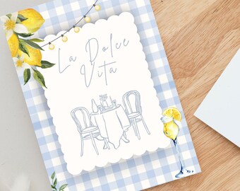La Dolce Vita Dinner Party Invitation | Lemon Italian Theme | Mediterranean Chic Editable Canva Template | Digital Download Invite