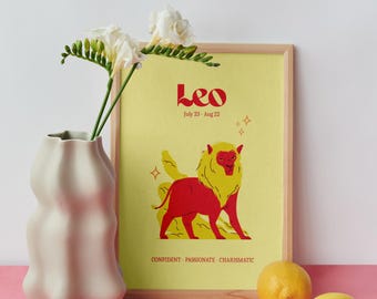 Leo Zodiac Print | Vibrant Star Sign Astrology Art (Digital Download)
