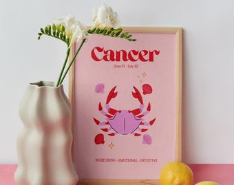 Cancer Zodiac Art Print | Pastel Star Sign, Astrology Gift (Digital Download)