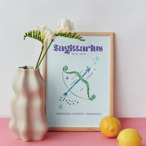 Sagittarius Zodiac Wall Art Printable | Astrology Digital Download | Pastel Star Sign Print | Sagittarius Poster | Download Home Decor
