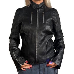 Black Leather Jacket | Genuine Leather Biker Jacket Women | Motorcycle Jacket