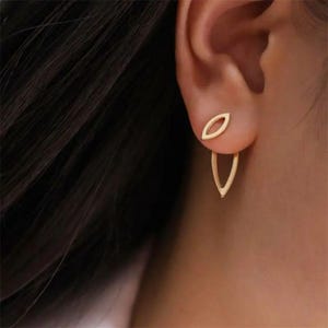Pendientes minimalistas con forma de hoja: Pendientes colgantes chapados en oro
