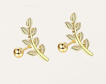 16G Stainless Steel Cartilage Stud Earrings: Cubic Zirconia Screw Back, Gift for Her, Birthday Gift, Christmas Gift, Valentine Gift