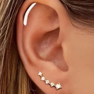 16G Stainless Steel Cartilage Stud Earrings: Cubic Zirconia Screw Back