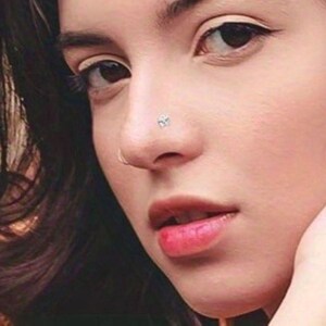 Lot de 8 clous de nez en argent sterling - Bijoux de piercing en zircone cubique en formes de cercle, d&#39;étoile, de coeur et de carré, Épingles de nez hypoallergéniques, Cadeau