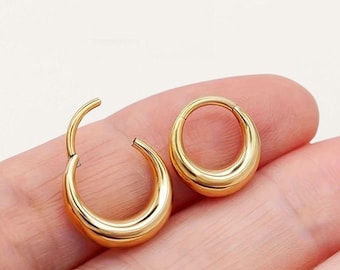 Anillo de tabique grueso de titanio G23: cierre de clic con bisagra de plata y oro, regalo para ella, regalo de cumpleaños