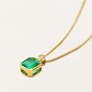Smaragd Halskette, Anhänger Kette, Goldschmuck, Stein Halskette, Smaragd Anhänger, 18K Gold Vermeil, 925 Sterling Silber, Geschenk für Mutter, Geschenk