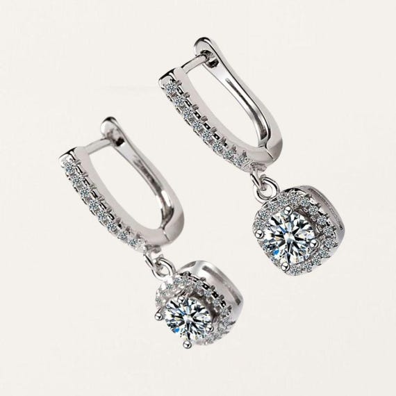 Orecchini Pendenti Geometrici Colorati | Con Pietre Decorative E Strass | Clip Eleganti Per Donna | 6.5x3.5 Cm