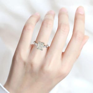 Emerald Cut Zirconia Sterling Silver Ring: Elegant Engagement Jewelry