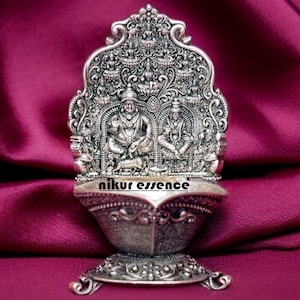 Pure Silver Handcrafted Laxmi Deepam, Lakshmi Oil Lamp, Silver Diya for Puja & Festivals Lakshmi Diya for Pooja, Hindu Prayer Lamp,Puja Diya