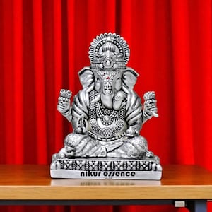 Lord Ganesha Idol, Hindu Elephant God Statue for Home Temple Gifts, Ganesha Statue for Home, Auspicious Hindu God Idol, Lotus Ganpati idol