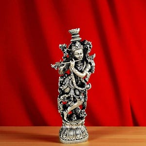 Statua di Krishna in argento puro, idolo di Krishna, statua di Bal Gopal per Puja e altare domestico, statuetta di Krishna in argento, idolo tradizionale indù, Diwali, regalo di inaugurazione della casa