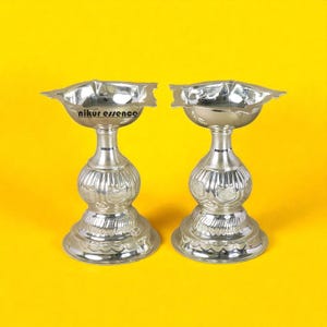 Pure Silver Handcrafted Laxmi Deepam vilaku, Oil Lamp, Silver Diya for Puja & Festivals Lakshmi Diya for Pooja, Hindu Prayer Lamp,Puja Diya