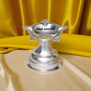 Pure Silver Handcrafted Laxmi Deepam, Lakshmi Oil Lamp, Silver Diya for Puja & Festivals Lakshmi Diya for Pooja, Hindu Prayer Lamp,Puja Diya