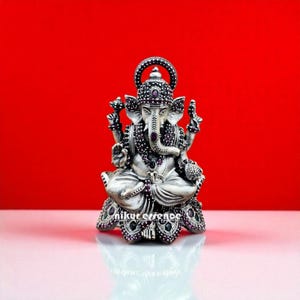 Lord Ganesha Idol, Hindu Elephant God Statue for Home Temple Gifts, Ganesha Statue for Home, Auspicious Hindu God Idol, Lotus Ganpati idol