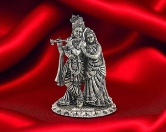 Pure Silver Krishna Idol, Radha Rani Statue for Puja & Home Altar Krishna Silver Figurine, Traditional Hindu Idol, Diwali, Housewarming Gift
