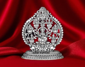 Reines Silber handgefertigtes Astha Laxmi Idol, Lakshmi Devi, Dhan ki Devi Silber für Puja & Festivals Lakshmi Idol, Hindu Idol, Göttin Laxmi