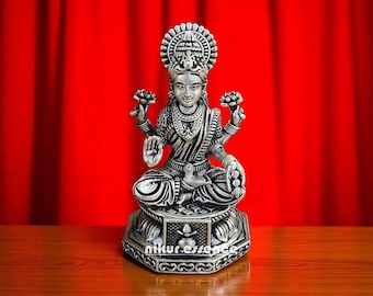 Reines Silber handgefertigtes Laxmi Idol, Lakshmi Devi, Dhan ki Devi Silber für Puja & Festivals