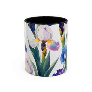 Iris Accent Coffee Mug - Floral Gift for Garden Lovers, Brighten Your Mornings, Perfect for Birthdays, Mother&#39;s Day, or Summer