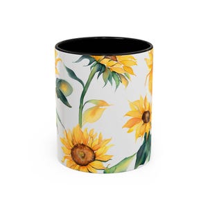 Sunflower Accent Coffee Mug - Floral Gift for Garden Lovers, Brighten Your Mornings, Perfect for Birthdays, Mother&#39;s Day, or Summer