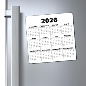 2026 Yearly Calendar Magnet | 2026 Calendar Magnet image 2