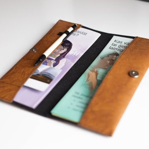 Porte-tracts/livrets rustique en similicuir, organiseur, pochette pour cartes de visite, outil pour le ministère, cadeau de baptême ou de pionnier