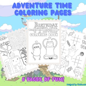 Adventure Time Birthday Coloring Pages | Finn and Jake Party Activites | Adventure time Party Activity |Kids and Adults Fun Instant Download