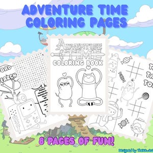 Adventure Time Coloring Book Pages | Finn and Jake Printable pages | Adventure Time Coloring Activity | Kids and Adults Fun Instant Download