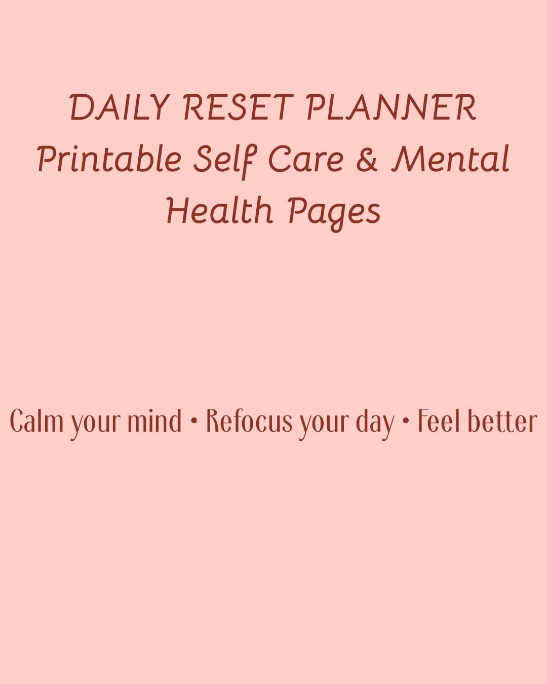 Daily Reset Planner | Printable Self Care, Mental Health Pages (digital ...