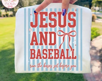 Jesus and Baseball PNG, Christian Baseball Shirt Design, Faith Sports Sublimation File Game Day Religious Digital Download for DTF