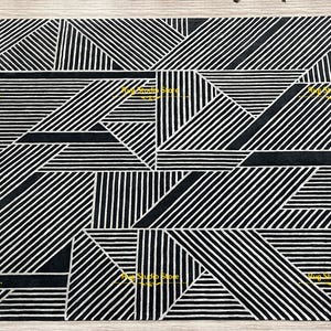 Modern Geometric Hand Tufted Rug – Wool and Viscose Silk Carpet – Charcoal Black and Grey Designer Area Rug– Contemporary Handmade Floor Rug