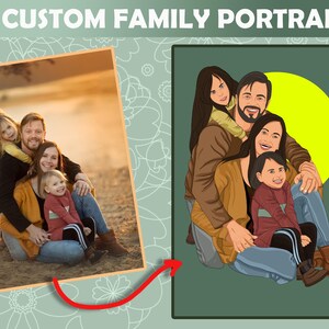 Custom Family Portrait, Cartoon Portrait, Family Illustration, Gift For Father, Faceless Portrait Print, Mothers Day Gifts, Gift For Mother
