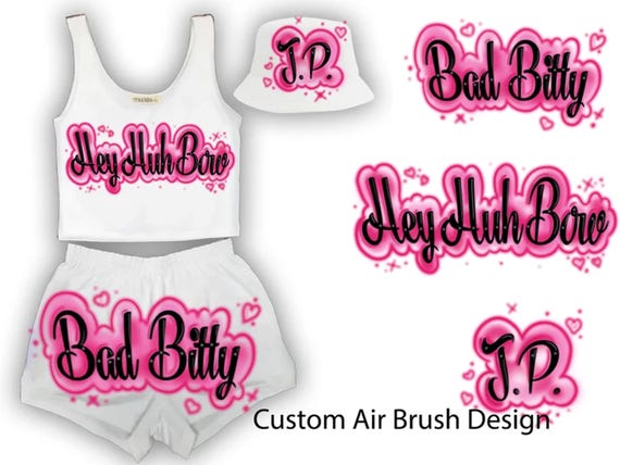 Custom Airbrush, Custom Personalized Airbrush Name Booty Shorts Crop Top Set, Custom Air Brush Service For Merch, Digital Drawing