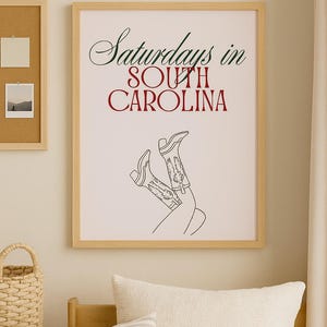 University of South Carolina gamecocks wall dorm or apartment decor saturdays in south carolina wall art dorm room decorations college