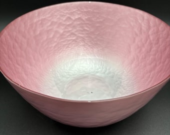Bol de cristal rosa nacarado martillado Portmeirion Crystal Rose de 25 cm (10"), fabricado en Alemania, vintage.