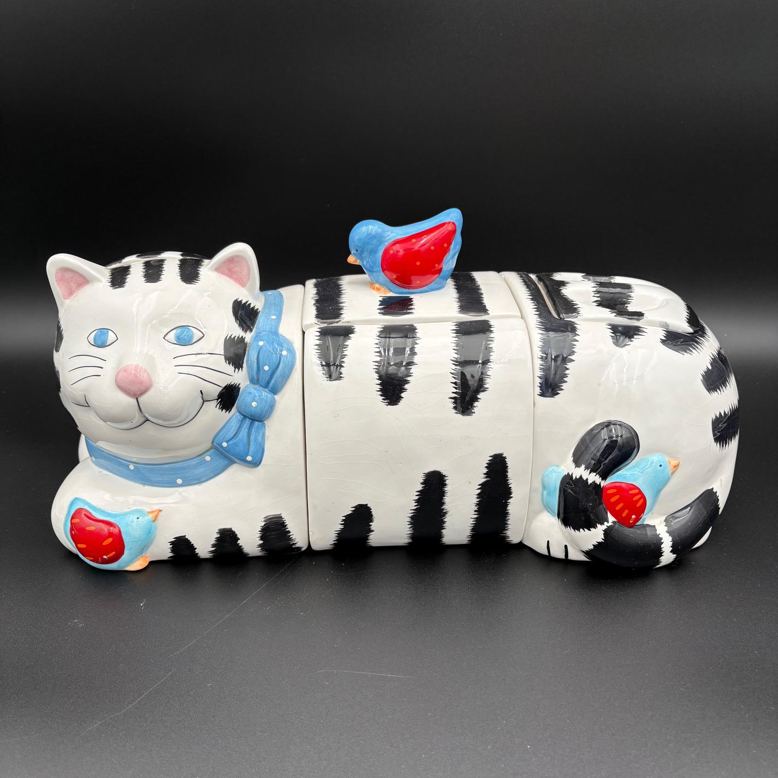 Unique Coco Dowley Cat 3 Piece Canister/ Cookie Jar Vintage Red