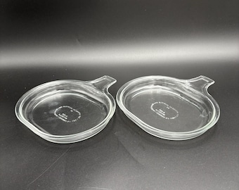 Set of 2 Vintage Pyrex Clear Glass 600-B Grab It Dish Plate